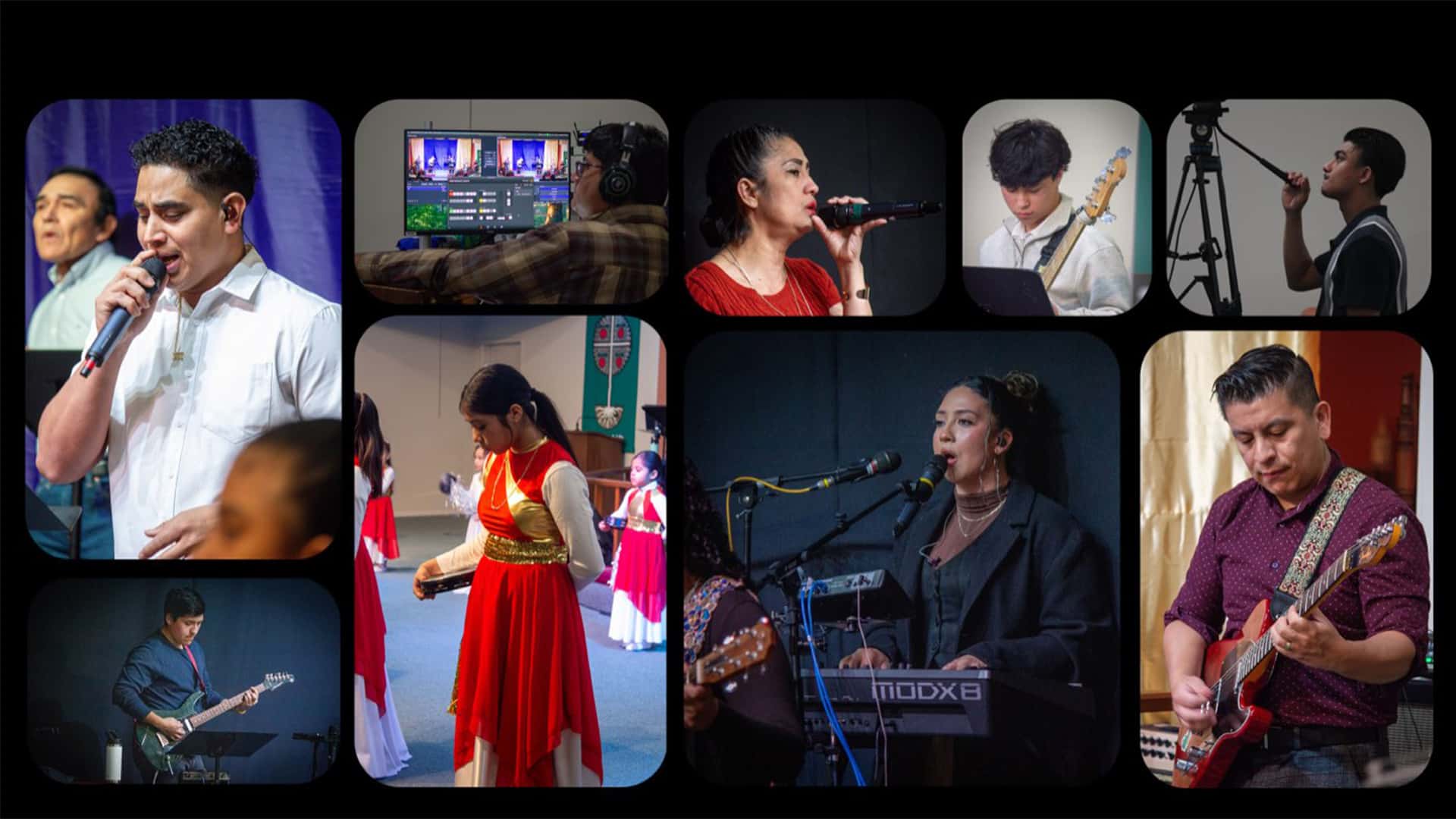People worshiping during the Sunday service.